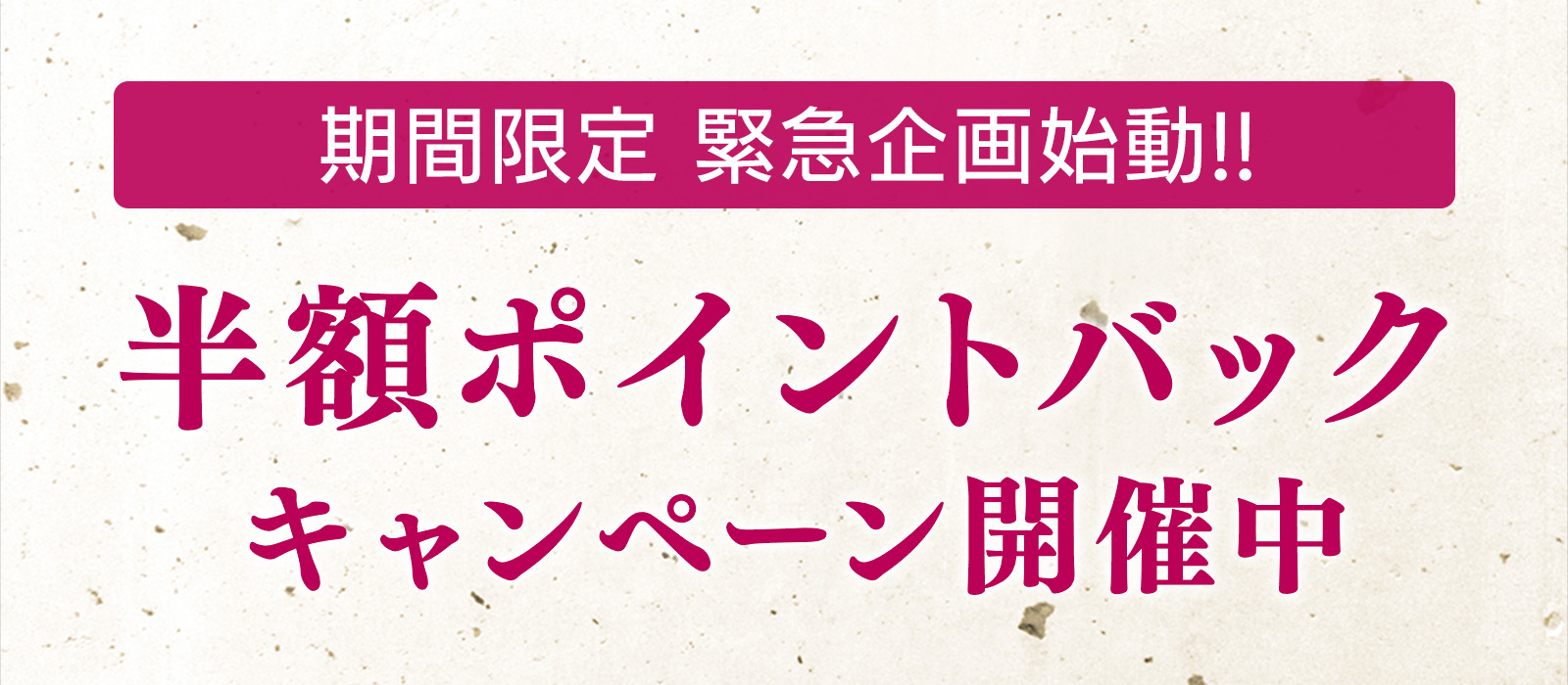 期間限定緊急企画始動!お得なポイントバックキャンペーン開催中!